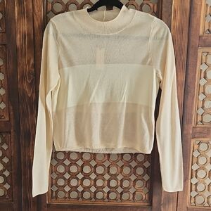 Anthropologie Cream Sheer Long Sleeve Top